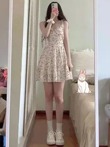 Cute Korean Style Floral Dress