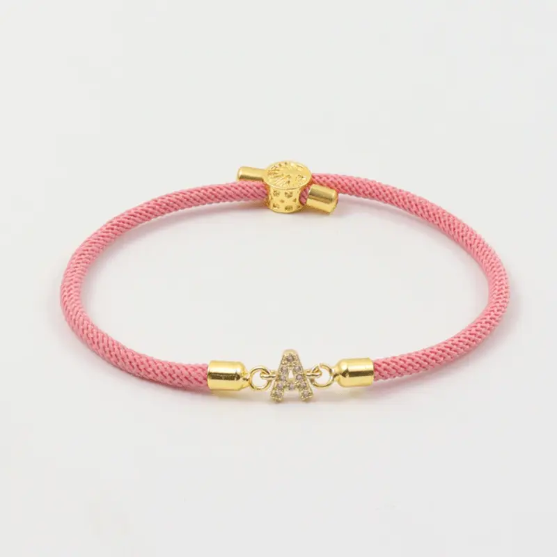 Initial Bracelet Rope Pink