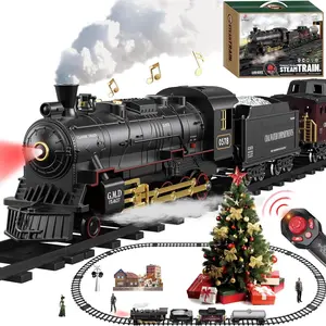 Electric Remote Control Train Set Christmas Trains Steam Locomotive, Cargo  Tracks, Rechargeable Train Toys for Kids w/3 Smoke,Whistle  Lights, Christmas Birthday Gift for Boys Girls 3 4 5 6 7