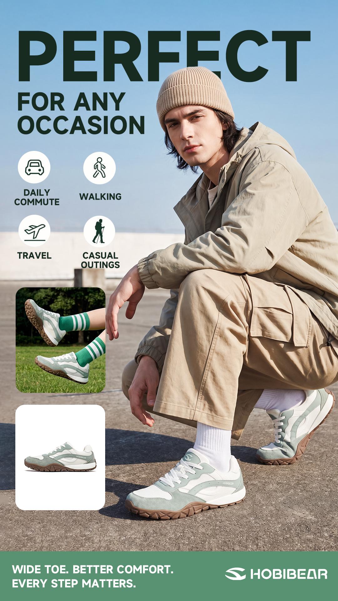 HOBIBEAR wide-toe sneakers, barefoot shoes, Women Fashion Sneaker Lightweight Lace-Up Sport Shoe, Affordable Casual Trendy Minimalist Daily Wear Footwear, Comfort Daily Wear Shoes for Long Walk Summer Outdoor Autumn Women Zapatos Minimalistas
