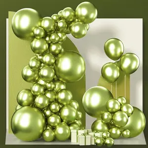 PartyWoo Metallic Lime Green Balloons 140pcs Different Sizes Pack of 18 12 10 5 Inch Metallic Light Pastel Green Balloon Arch Kit for Spring Forest Theme Birthday Tea Party Decorations Green-G109