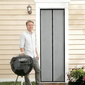 38''x80''Magnetic Screen Door Curtains - Mesh with 18 Heavy-Duty Magnets for Automatic Close - Pet-Friendly Temporary Door to Keep Bugs Out by Everyday Home