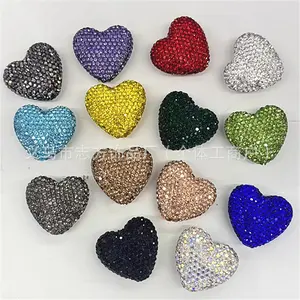 Clay Colorful Rhinestone Heart Mickey Head Straight Hole Beads DIY Bead Pen Phone Chain Keychain Car Hanging Accessories