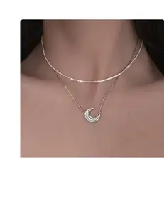 Elegant Multilayer Moon Necklace with Unique Design and Smooth Finish-Can be worn separately