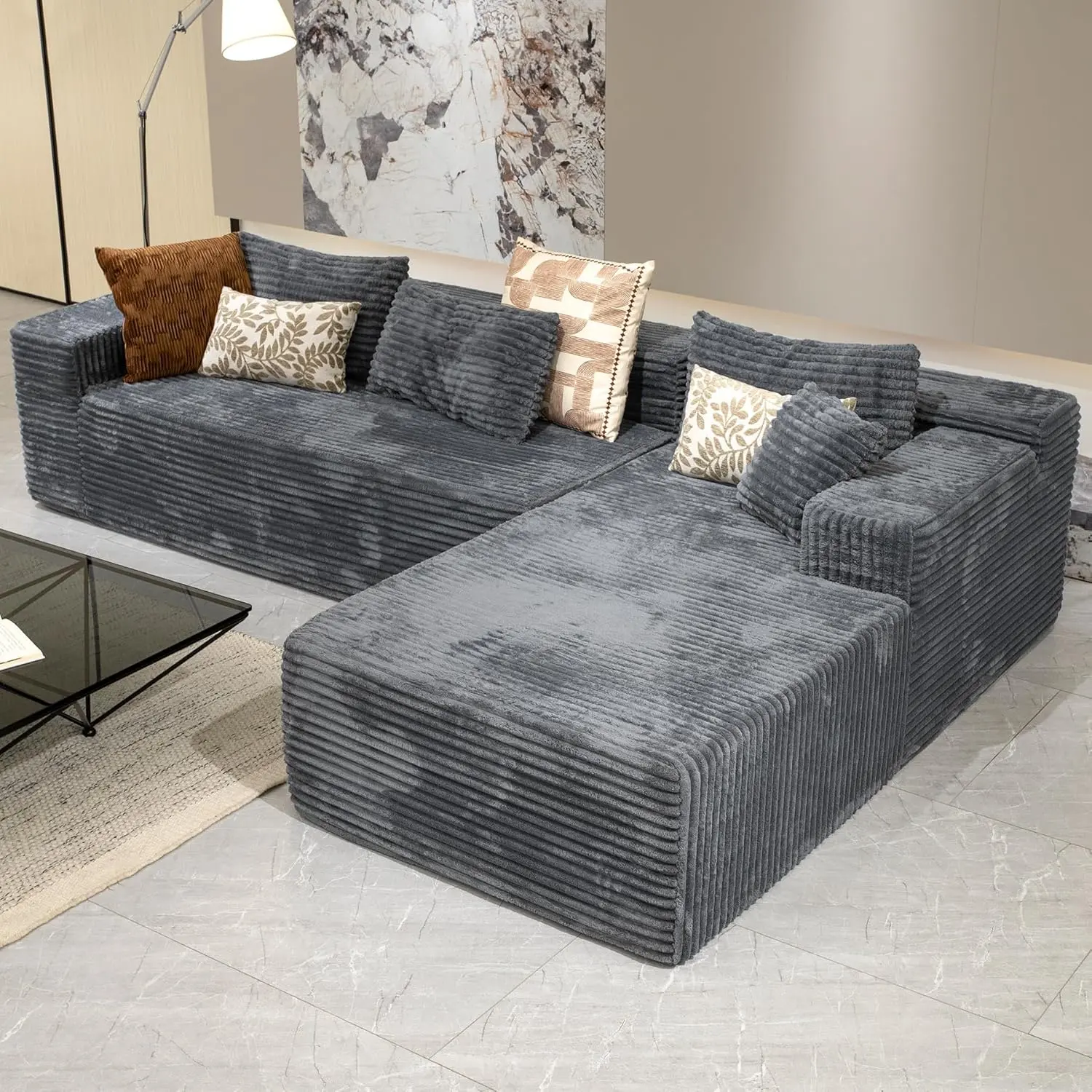Grey-right-facing Chaise