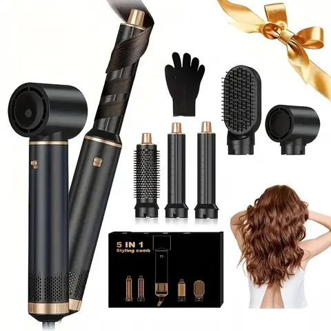 5 in 1 Blowout Boost Negative Ion Thermal Brush-black (1.5in) Hair Styler, 122℉-230℉ for Different Hair Types, 120-240V Universal Voltage, Beauty Products for At-Home Blowout & Style Curlers & Straighteners