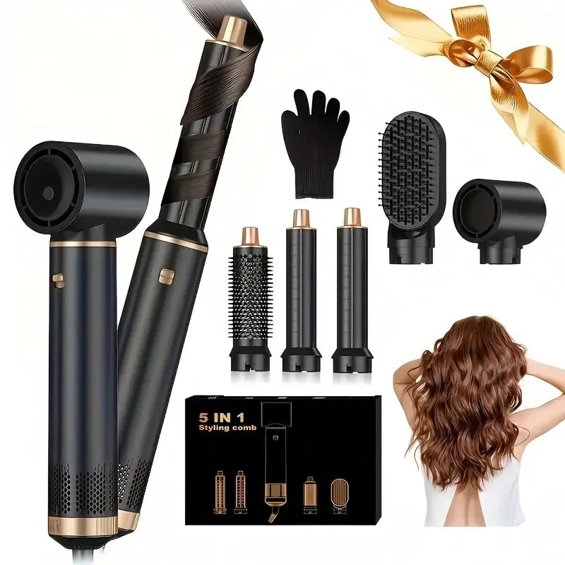5 in 1 Blowout Boost Negative Ion Thermal Brush-black (1.5in) Hair Styler, 122℉-230℉ for Different Hair Types, 120-240V Universal Voltage, Beauty Products for At-Home Blowout & Style Curlers & Straighteners