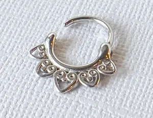 1pc 100% SURGICAL STEEL Tribal Fan Septum Clicker Nose Ring