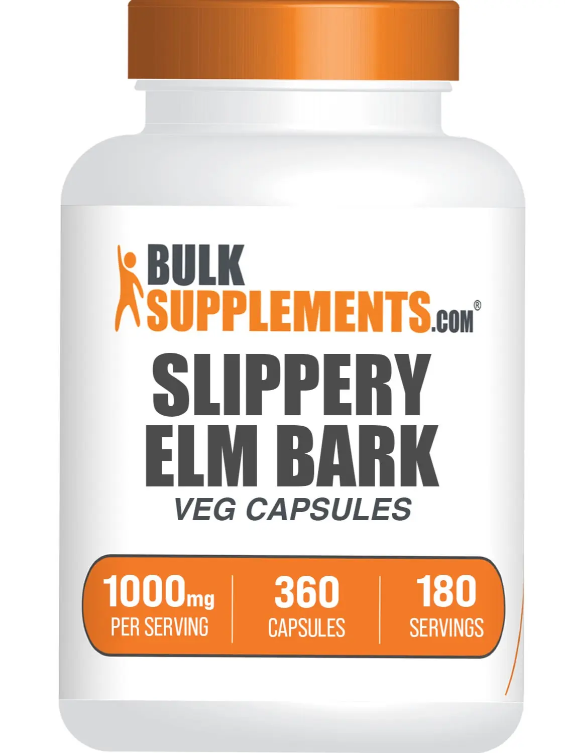BulkSupplements Natural Slippery Elm Bark Antioxidant Dietary Supplement - Gluten-Free, 2 Capsules per Serving, 360 Capsules in a Bottle, Unflavored Gut Healthy Booster