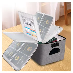 Grey ID Organizer Bag - Portable, Multi-Layer, Waterproof Document Storage Pouch with Large Capacity for Travel, Business Passport Holding
