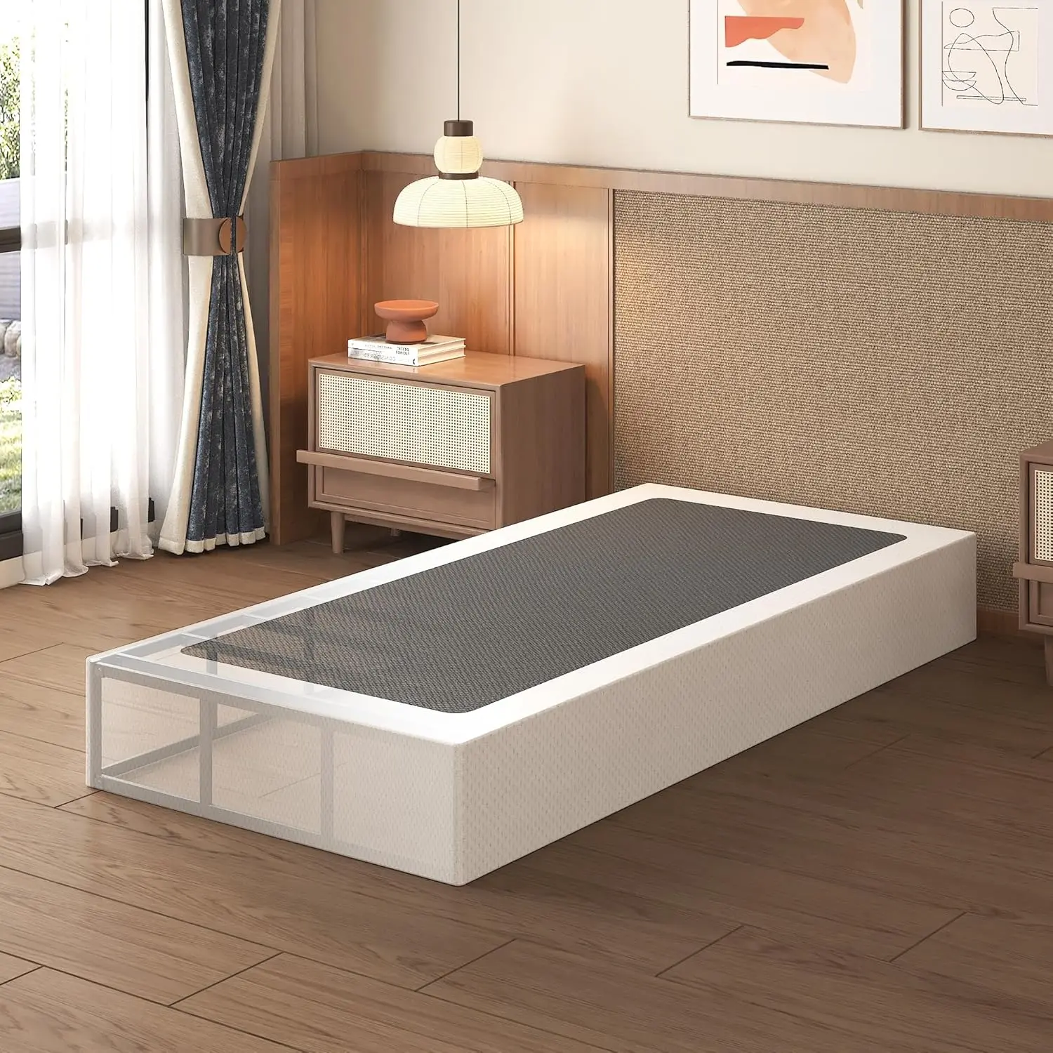 10 Inch  Box Spring High Profile, Heavy Duty Metal Box Spring  Bed Base with Fabric Cover, Mattress Foundation, Noise Free, Easy Assembly