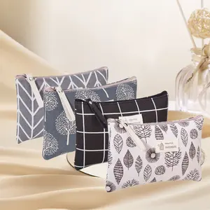 4 Pack Travel Size Toiletries Bag Canvas Makeup Organizer Bag Multi-Function Small Zipper Pouch for Carrying Lipstick Makeup Tools Toiletries