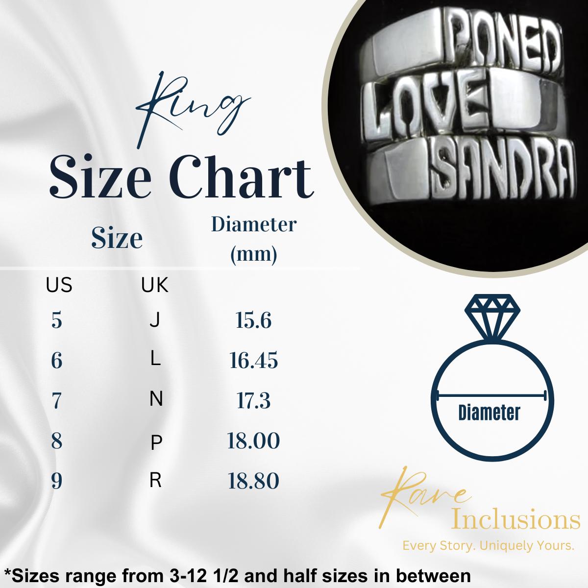 Hand Carved Name Or Initial Ring In 925 Sterling Silver Personalized (Hand Made Jewelry) Made To Order