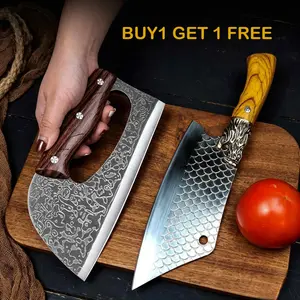 2pcs Dragon Head Cleaver for Meat & Vegetable, Sharp Kitchen Knife for Home Cooking
