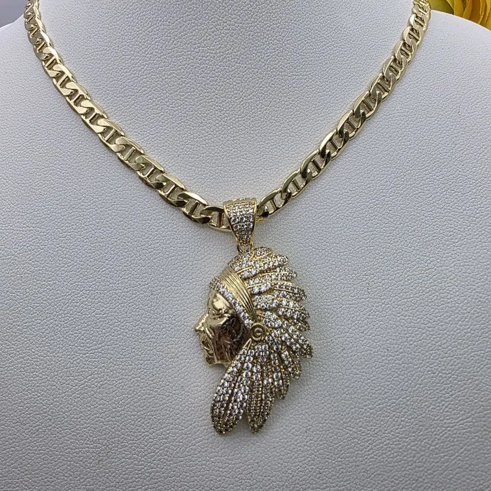 14k Gold-Plated Necklace with Diamond Accent Indian Pendant, Daily Wear Jewelry