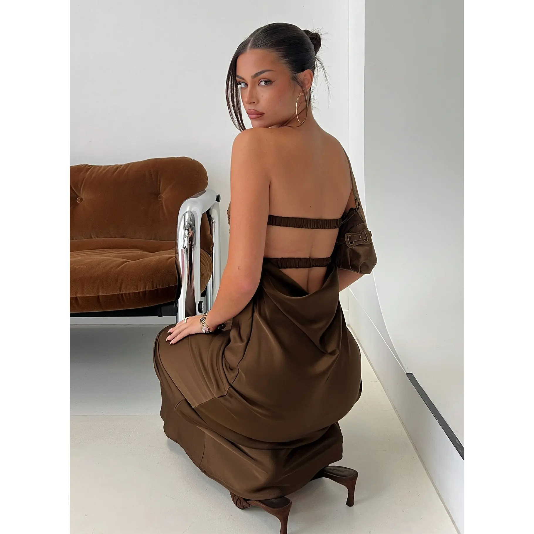 Faviola Strapless Maxi Dress Chocolate