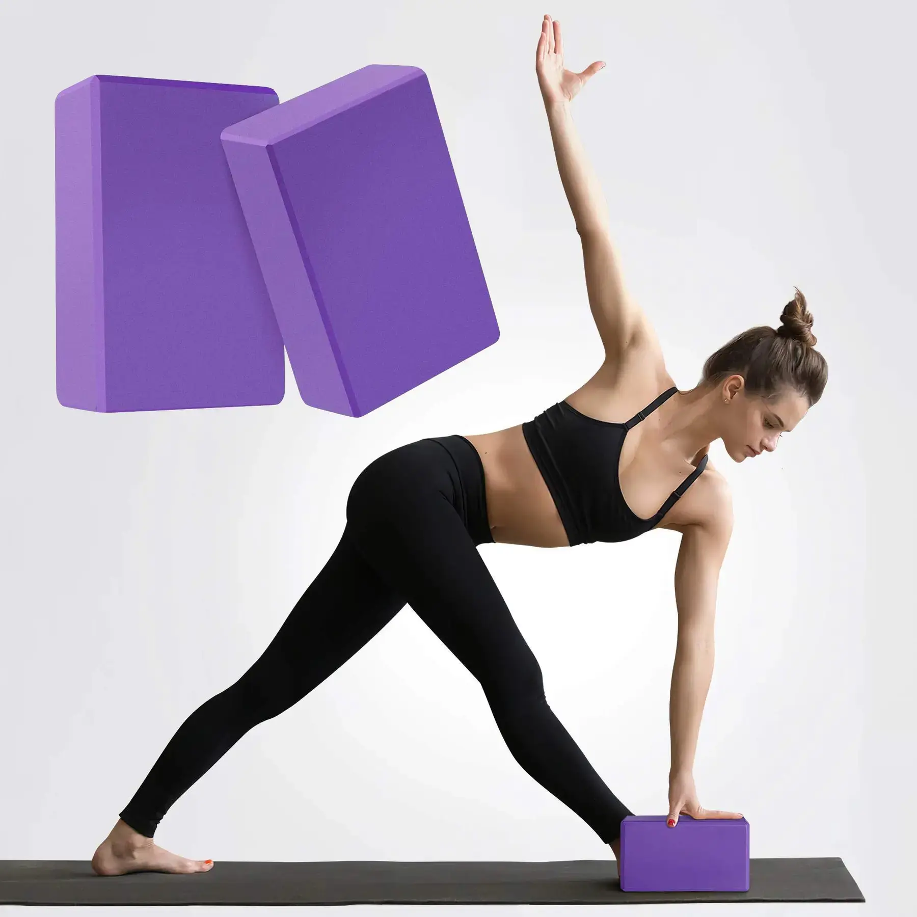 2-Piece Foam Non-Slip Yoga Blocks, Lightweight Yoga Equipment, Portable Pilates Equipment, Pilates Workout Equipment, Suitable for Pilates Stretching, Balance Training, Yoga Accessories that Help Enhance Stability, Balance and Deepen Stretches