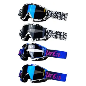 Unisex Cycling Goggles with Replaceable Lenses, Anti-Fog Wide View Motorcycle & Mountain Bike Windshield, Fits over Glasses