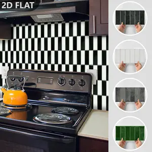 Kitchen Backsplash Brick Tiles 16pcs, Waterproof Oilproof Peel and Stick, Easy Upgrade, Universal Wall Stickers, Patchwork Flat Design