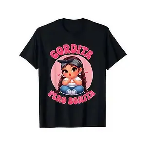 Summer T Shirts Gordita Pero Bonita Latina Chingona Mujer Chicana Chula Fitted Crew Neck Short Sleeve Casual Cartoon Japanese Style Perfect Gift for Men and Women