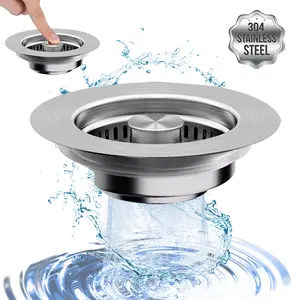 SELLO 304 Stainless Steel Kitchen Sink Drain Strainer - 3 in 1 Solution for Efficient and Durable Drainage