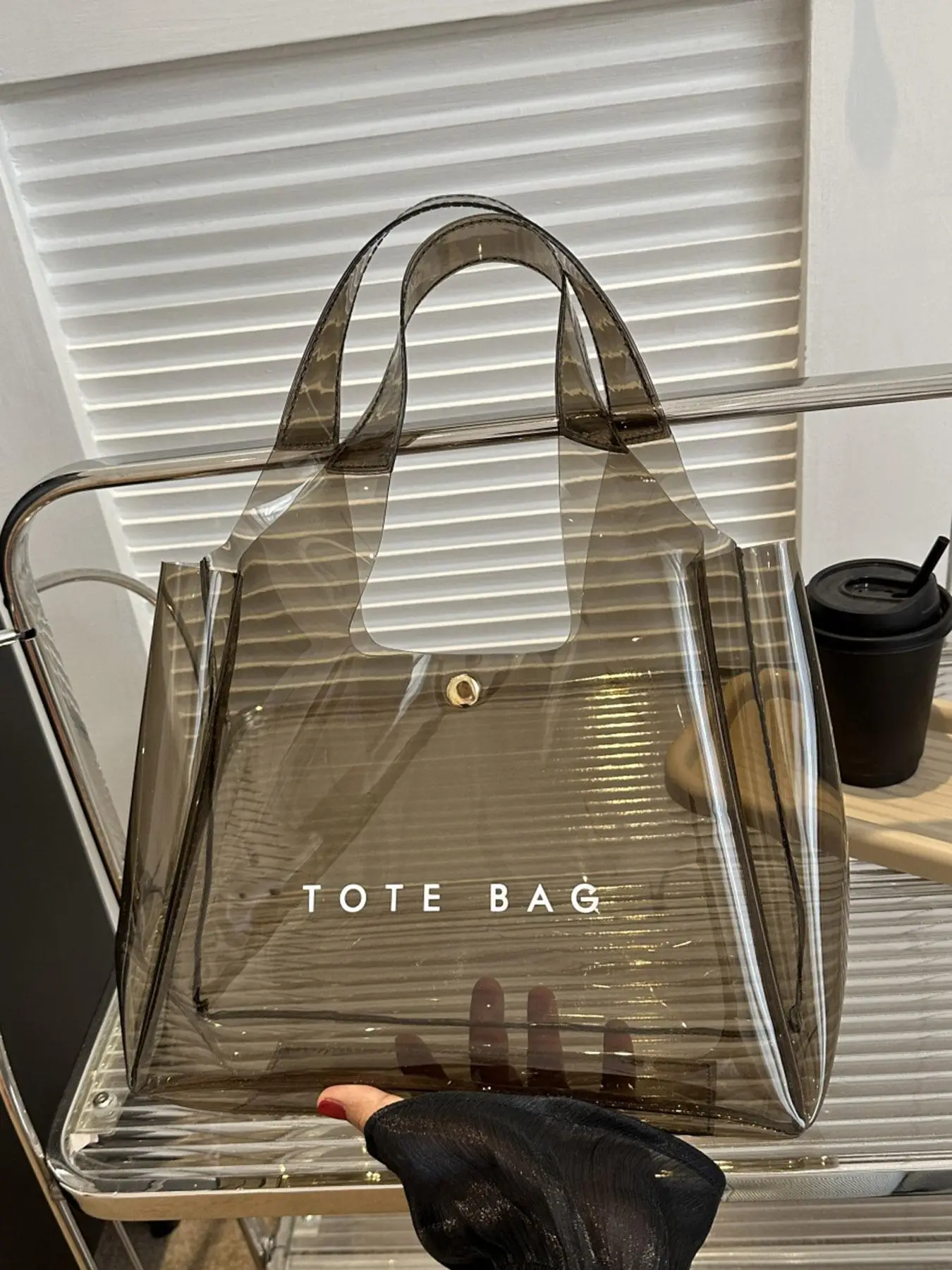 Fashionable Transparent Tote Bag, Letter Pattern Large Capacity Shoulder Bag for Women, Casual Trendy Versatile High-quality Daily Commuting Bag, Girl