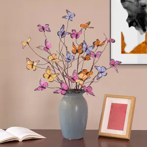 4 Pcs Artificial Butterfly Flower Vines, Colorful Faux Butterfly Branches, Home Decor, Indoor Outdoor, Spring Summer Decor, DIY Vase Arrangement, Home Decoration, Artificial Flowers