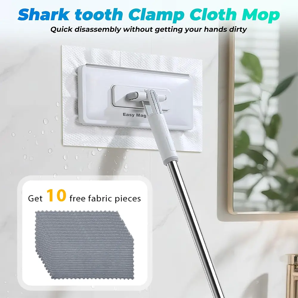 Retractable Disposable Pad Mop for Floors, Wet Dry Cleaning Mop with Hands-Free Automatic Clamp, Replaceable Non-Woven Pads, Easy Floor Cleaner for Hardwood, Tile, Kitchen and Home