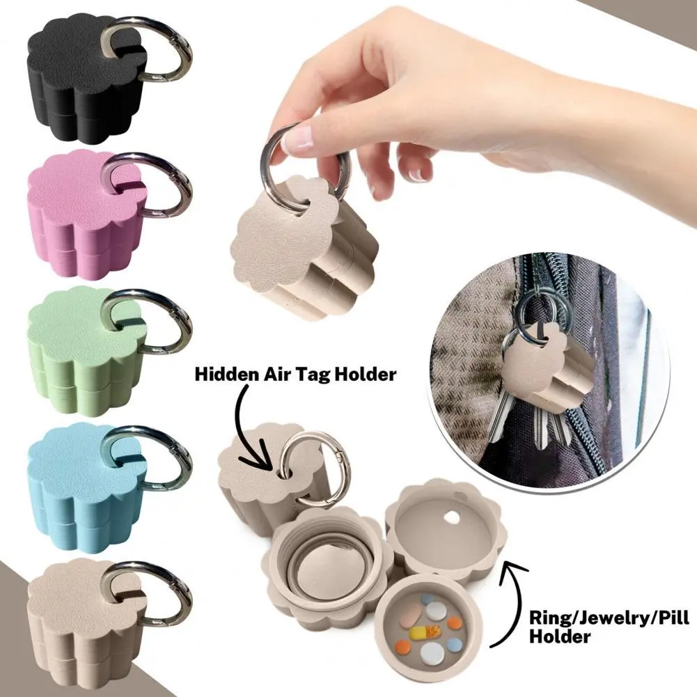 Keychain Pill Box Waterproof Compact Mini Holder Lightweight 3D Printed Container with Key Ring Small Pill Organizer Case