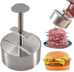 304 Stainless Steel Burger Press, Heavy Duty Adjustable Hamburger Meat Press Maker, Non-Stick Stuffed Patty Molds with150 PCS Hamburger Patty Paper for Beef, Vegetables, Meat, BBQ, Party Grill