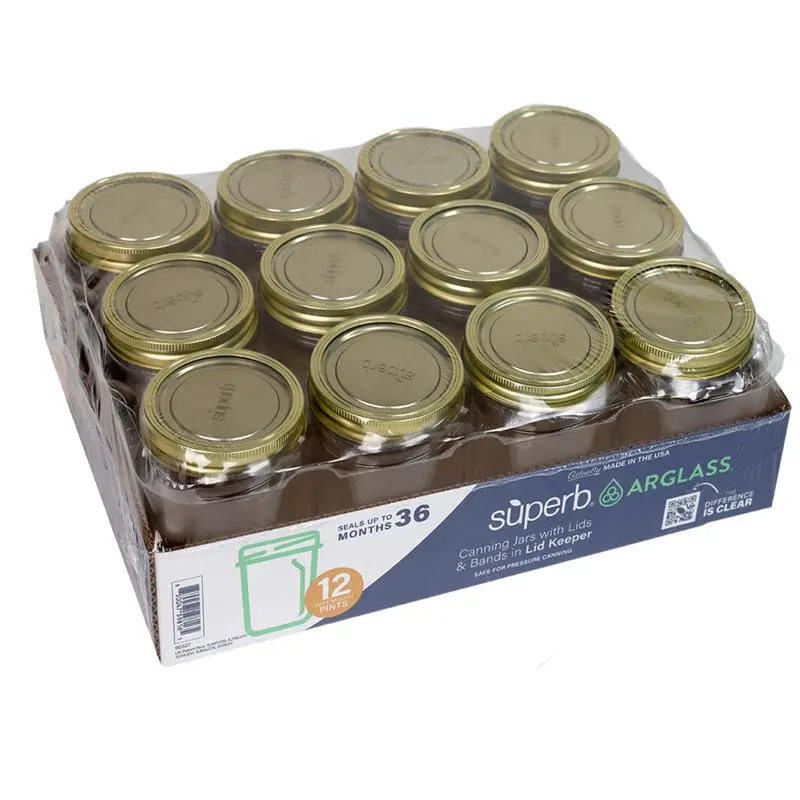 16oz Arglass Wide Mouth Glass Jar for Home Canning - Model 6089383, Pack of 12