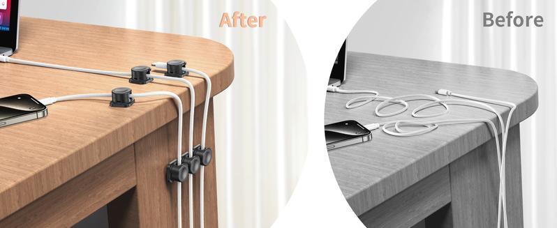 Cable Management Holder, 12pcs/Set Wall Mount Cable Organizer, Desktop Cable Management Clip, Office Desk Home Organizer