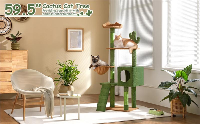 Yaheetech 59.5in Cat Tower,Cute Perch, Cozy Condo, Convenient Climbing Ladders, Moppy Fabric-Covered Cat House for Indoor Cats Yaheetech 59.5in Cat Tower,Cute Perch, Cozy Condo, Convenient Climbing Ladders, Moppy Fabric-Covered Cat House for Indoor Cats