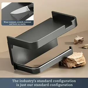 Advanced Self-Adhesive Wall-Mounted Bathroom Paper Towel Holder with Storage Layer, Stylish, Multi-Purpose Organizer for Home & Hotel Use