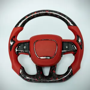 Dodge forged carbon fiber steering wheel with red accents