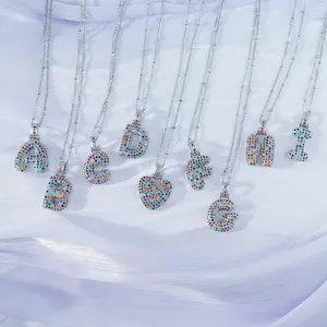 Initial Letter Necklace Micro Zirconia 26 Alphabet Pendant Necklace Dazzing Sparkle Fashion Design Best gift for women/girlfriend/wife