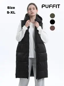 PUFFIT Winter Warmer Slim Long Puffer Gilet Casual Womenswear Splashproof Vests