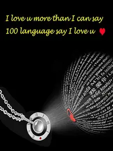 1 Pcs Projection Heart Pendant Necklace Romantic & Meaningful Style (100 Languages "I Love You" Projection, AAA+ CZ Accents, Adjustable Chain) for Women & Girls (Valentine's Day, Anniversary & Gift Giving)