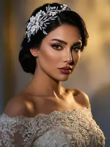 Luxurious Rhinestone Alloy Leaf Hairband, Elegant Wedding Bride Headpiece, Perfect Party Dance Accessory, All Seasons, Jasmine Princess Crown