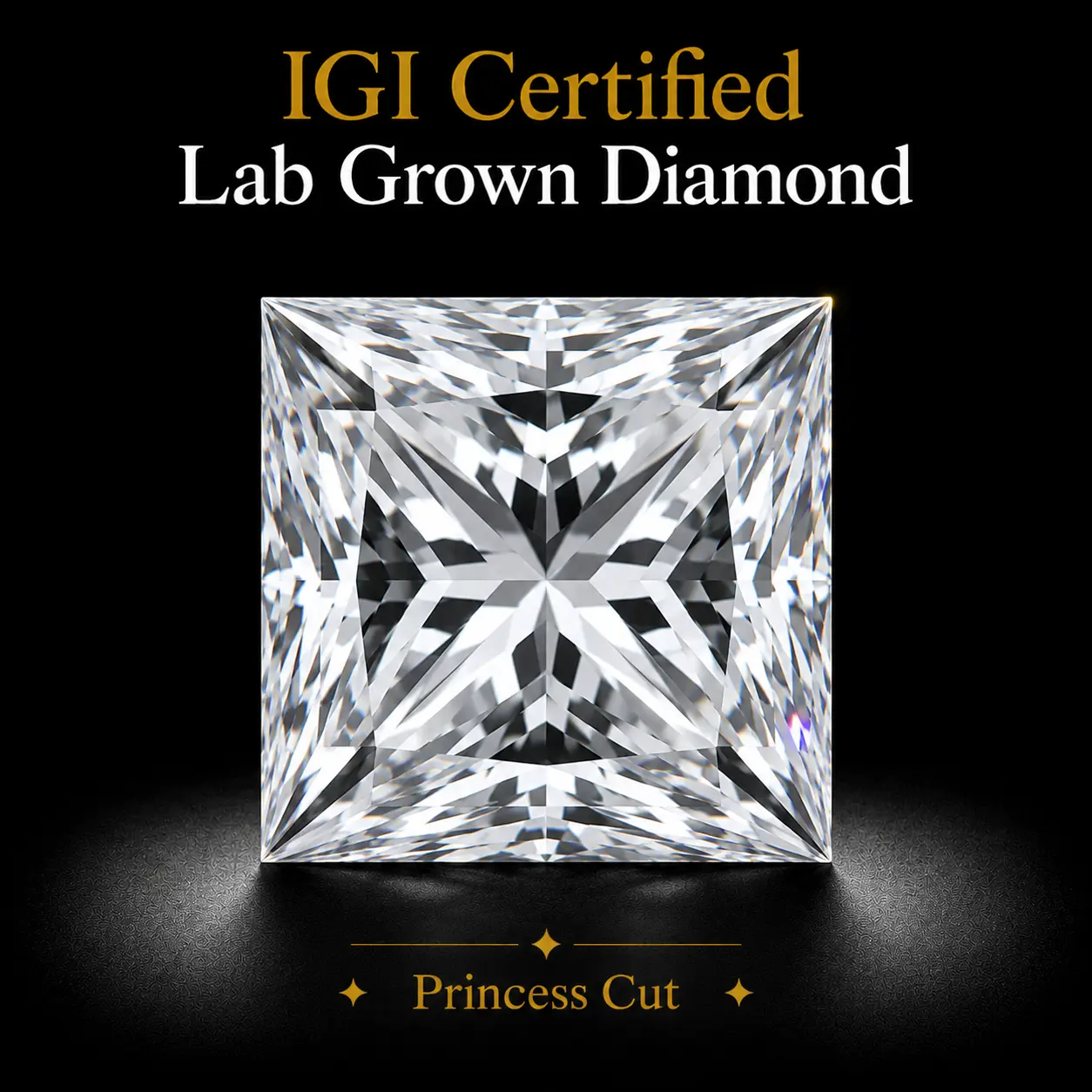 【Princess Cut】IGI Certified Lab Grown Diamond - 1 Ct