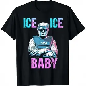 GILDAN 5000 Trump Ice Ice Baby LB37 T Shirt Tops Womenswear Crewneck Shortsleeve