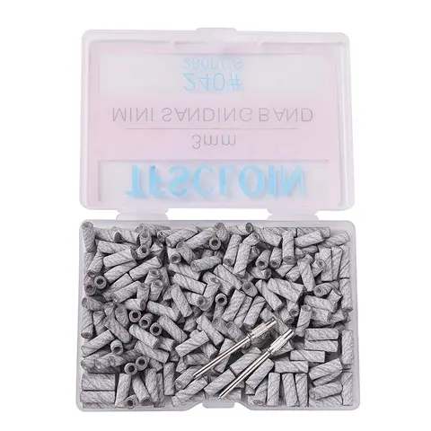 200 Pcs Professional Nail Art Nail Care Sanding bands, 3mm, 4 Colors, 80/120/180/240 Grit, Includes 2 Arbor Pins, Essential Manicure Kit, Nail Art Tools, Nails Supplies, Nail Tech Supplies