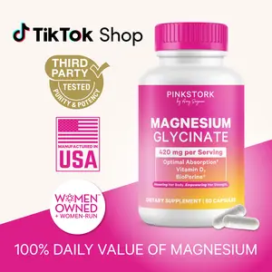 Pink Stork Magnesium Exclusive Bundle - 420 mg Magnesium Glycinate & Vitamin D for Calm & Stress Relief - 60 Capsules - Women-Owned Brand - Natural & Clean Supplement - Healthcare