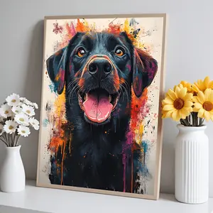 1pc Pet Portrait Watercolor Painting - Personalized Photo to Suitable for Home Decor, Pet Memorial Gift, Cat & Dog Picture, framed Framed Canvas Print for Birthdays, Suitable for Pet Owners, Father's Day, Independence Day