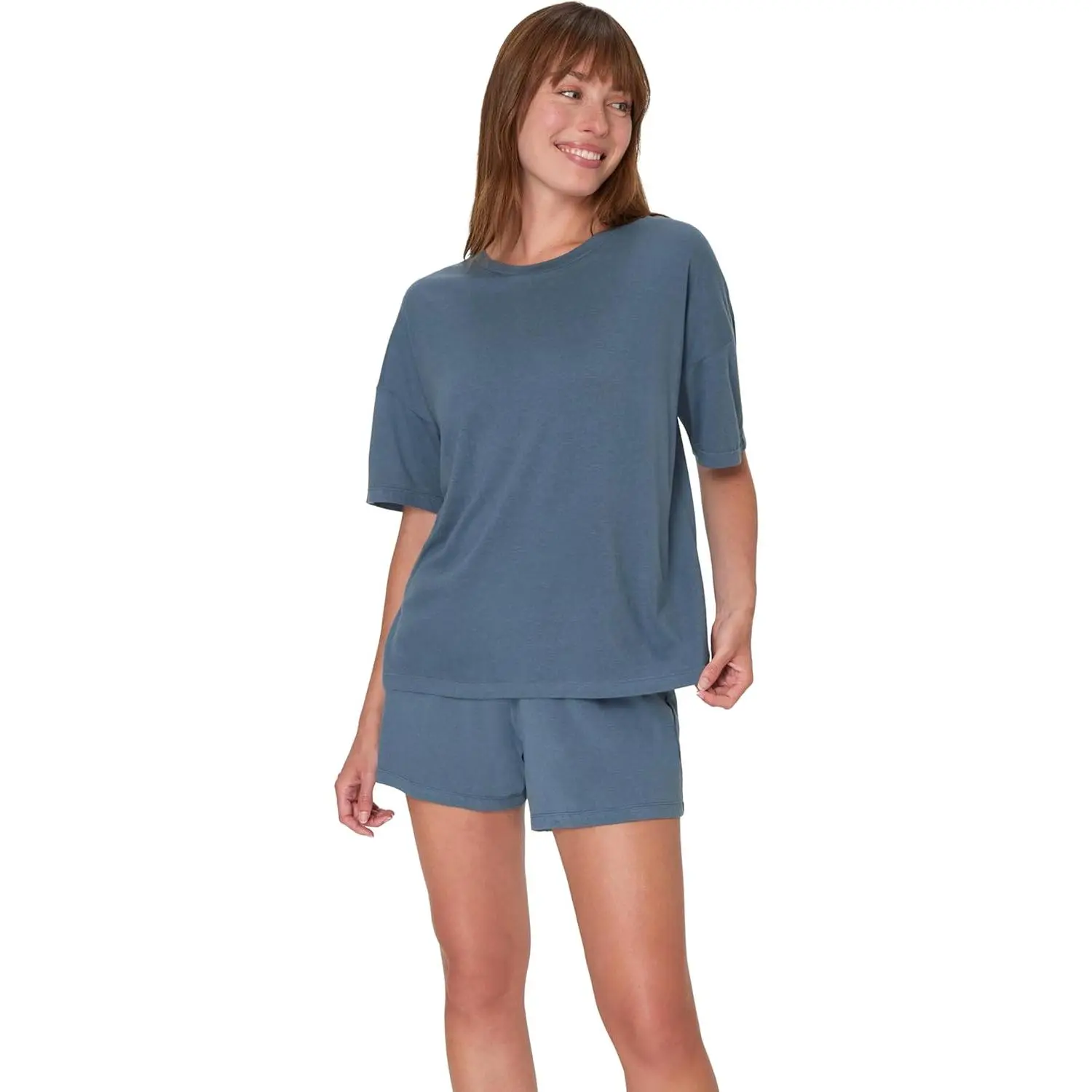 womens Originals 2 Piece Lounge Set, Comfywear Supersoft Boxy T-shirt & Sleep Shorts Loungewear Set