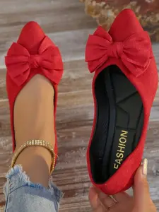 New Women's Pointed Toe Flat Shoes with Bowknot Metal Buckle, Slip-On Lightweight Comfortable Casual Footwear for All Seasons