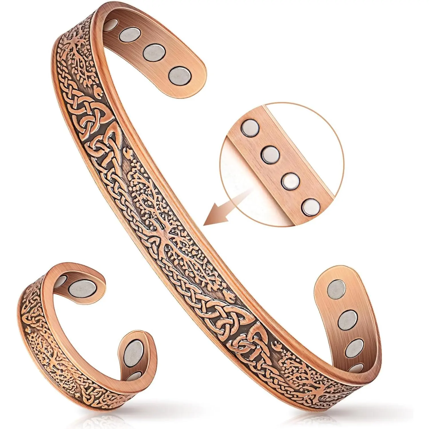 Copper Bracelets for Women & Lymphatic Drainage Ring, Magnetic Lymph Detox Ring and Magnetic Copper Bracelet,  Solid Pure Copper Jewelry Gift