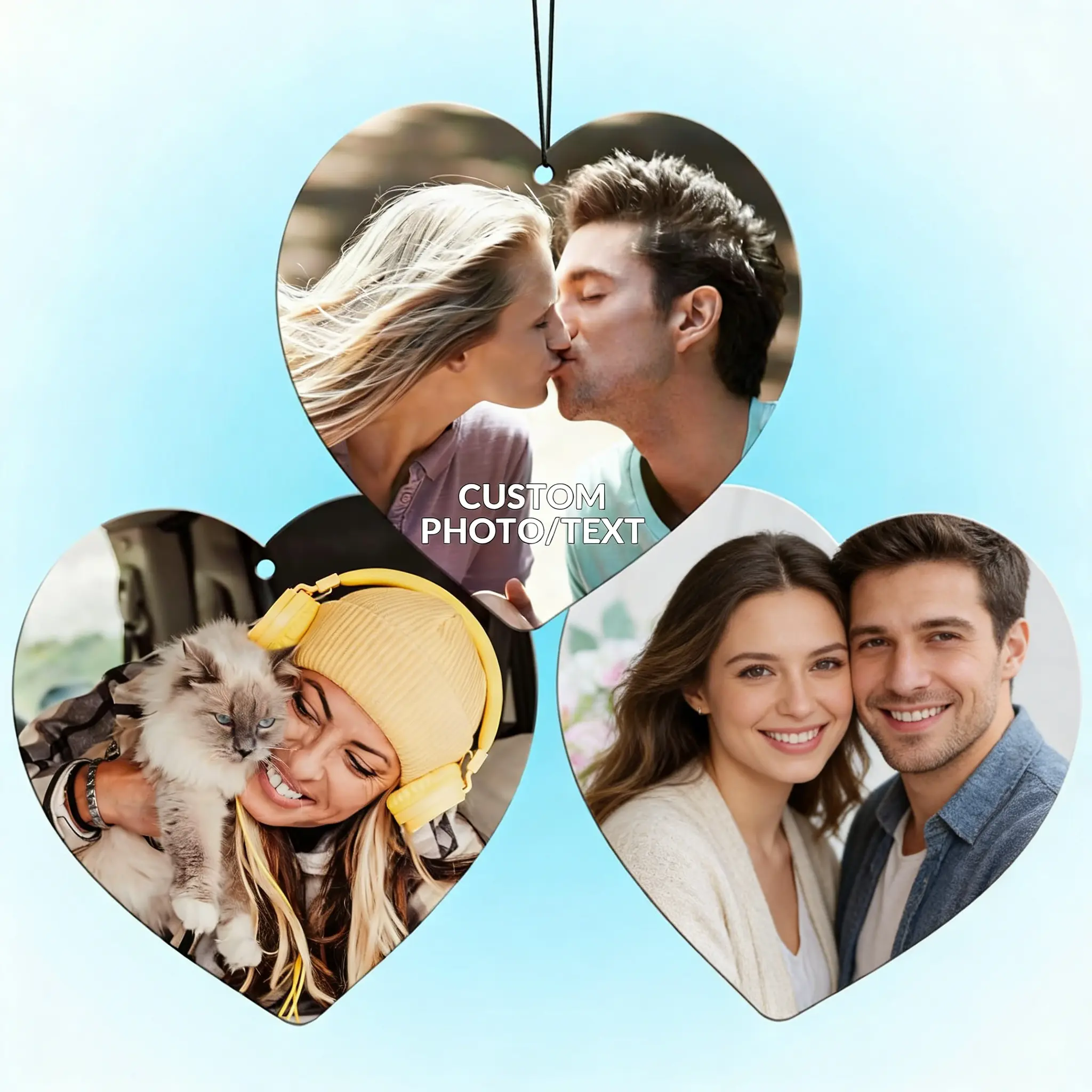 Personalized customized heart-shaped car fragrance, car aromatherapy, customized air freshener with pictures, double-sided printing, car, wardrobe and bathroom accessories, preferred gift giving, multiple fragrances, 2/4 pieces Aromatic Floral