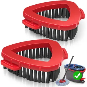 Scrub Brush Attachments for  EasyWring 2 Tank System, 2 count Scrubber Mop , Triangle Spin Mop Hard Bristles Cleaning Brush Replacement Accessories for Bathroom Kitchen Pool Tile Floor