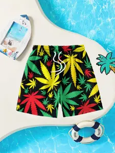 Boys' Quick-Dry Beach Pants, Cute All-Over Print, Lightweight Breathable Fabric, Elastic Waist, Loose-Fit, Summer Outdoors